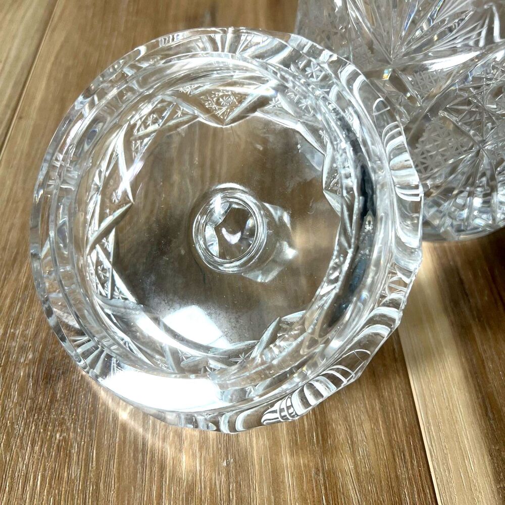 Vintage Mid Century Modern St George Lead Crystal Biscuit Barrel Candy Jar Dish - Picture 7 of 7